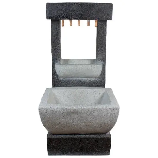 26" LED Rainfall Outdoor Water Fountain with Planter {6}