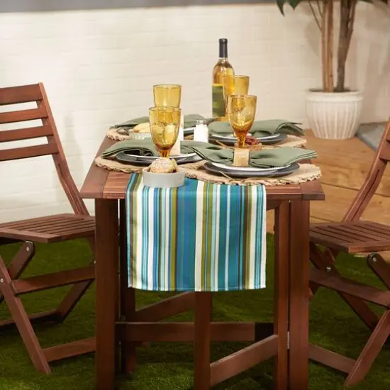 Beachy Stripe Print Outdoor Table Runner, 14" x 72" {6}