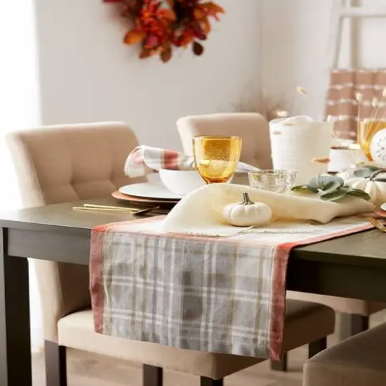 DII&reg; 72" Plaid Thanksgiving Cozy Picnic Table Runner {9}