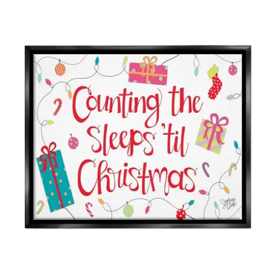 Stupell Industries Counting The Sleeps 'Til Christmas Framed Floater Canvas Wall Art Black {1}