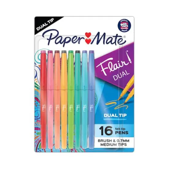 Paper Mate&reg; Flair!&reg; 16 Color Brush & Medium Dual Tip Felt Pens {1}