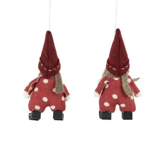Red Polka Dot Boy & Girl Hanging Fabric Christmas Ornament Set {6}