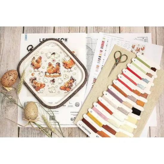 LetiStitch Pied Hens Counted Cross Stitch Kit {7}