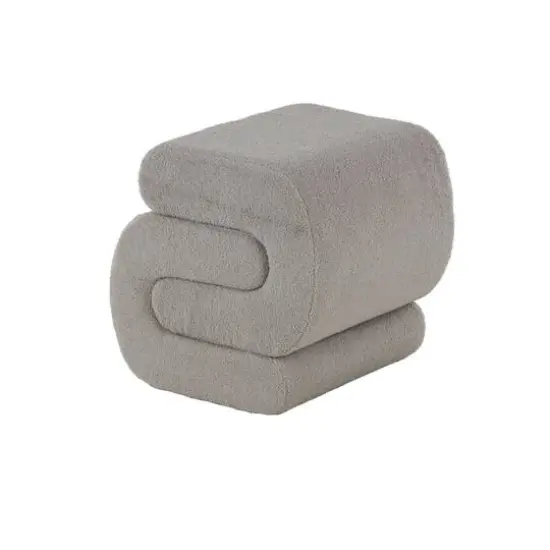 19" S-Shaped Room Ottoman with Connected Arches Gray {7}
