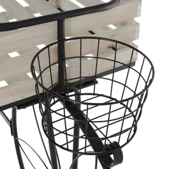 56" Cream Metal Floral Plantstand {6}