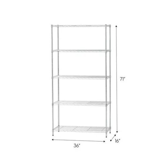 Iris&reg; 71" Silver 5-Tier Wire Rack Shelf {5}