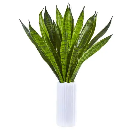 22" Sansevieria Artificial Plant in White Vase {1}