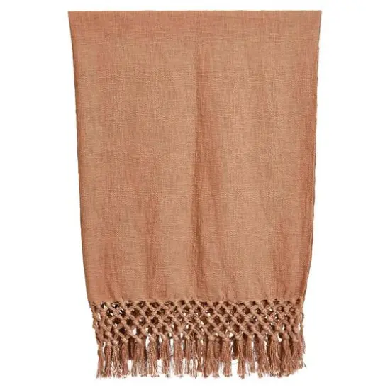 Hello Honey&reg; Pink Woven Cotton Throw Blanket with Crochet & Fringe {1}