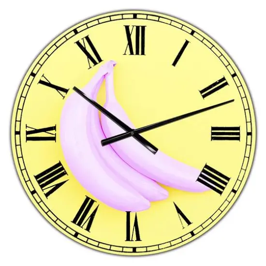Designart 'Pink Banana Large Modern Wall Clock {1}