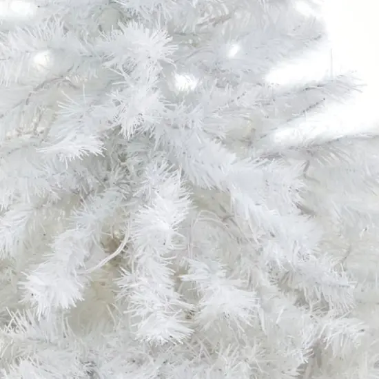 4.5ft. Pre-Lit White Artificial Christmas Tree in Red Planter, Clear LED Lights {6}