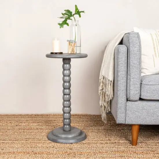 Hello Honey® 25" Stacked Pedestal Cocktail Side Table Dove Gray {3}