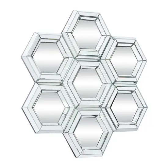 41" Silver Glass Glam Hexagon Wall Mirror {3}