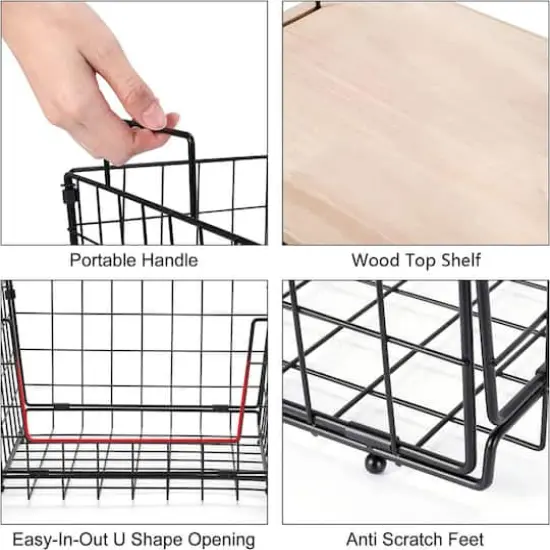 NEX&trade; Kitchen Countertop Storage Basket with Wood Lid, 2ct. {4}