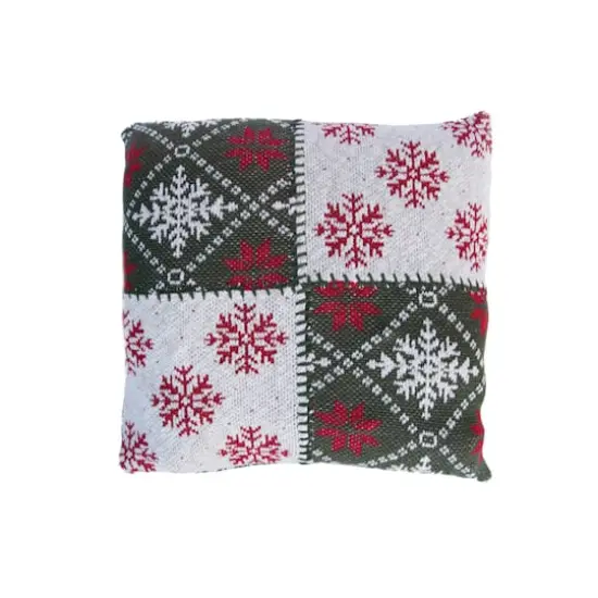Hello Honey&reg; 20" x 20" Square Cotton Knit Pillow with Snowflake Patterns {1}