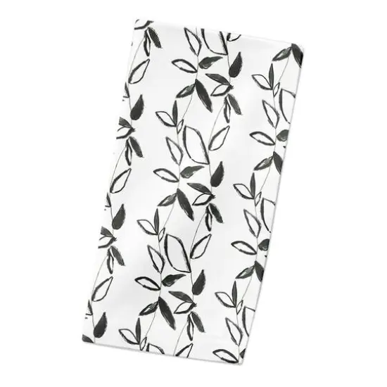 Black Leaf Stripes 10" x 10" Cotton Twill Napkin {3}