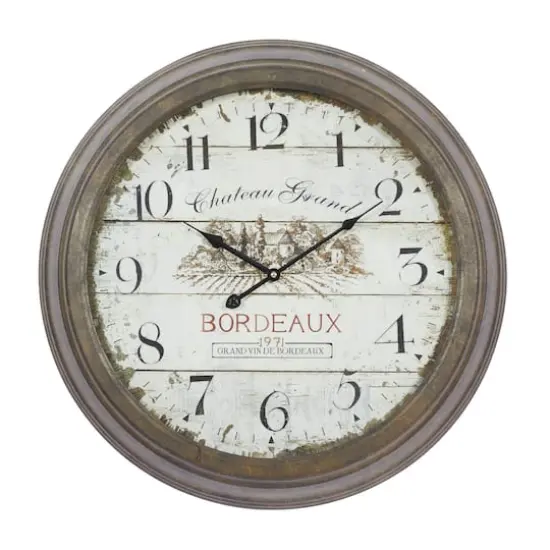 23" White Metal Vintage Wall Clock {1}