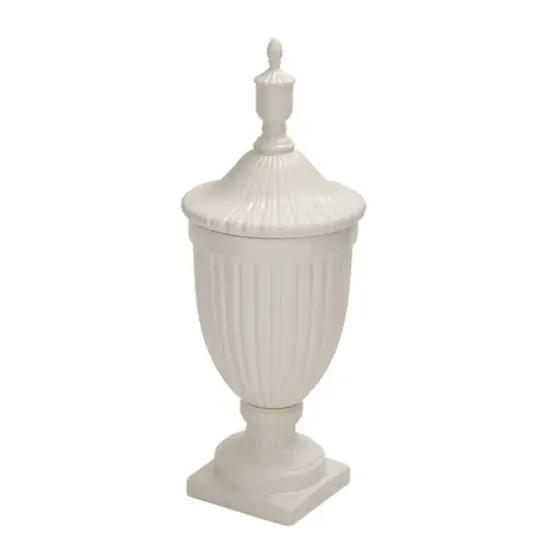 32" White Dolomite Country Decorative Urn {1}