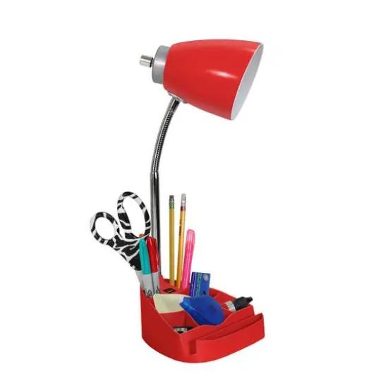 LimeLights 18.5" Gooseneck Desk Lamp with Tablet Stand and USB Port Red {6}