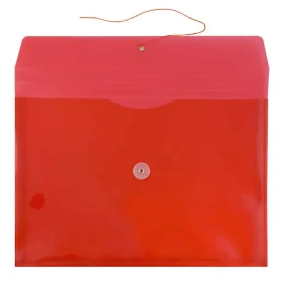 JAM Paper 9.75" x 14.5" Button & String Tie Closure Plastic Envelopes, 12ct. Red {4}
