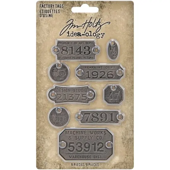 Idea-Ology Metal Factory Tags 9/Pkg-  {1}