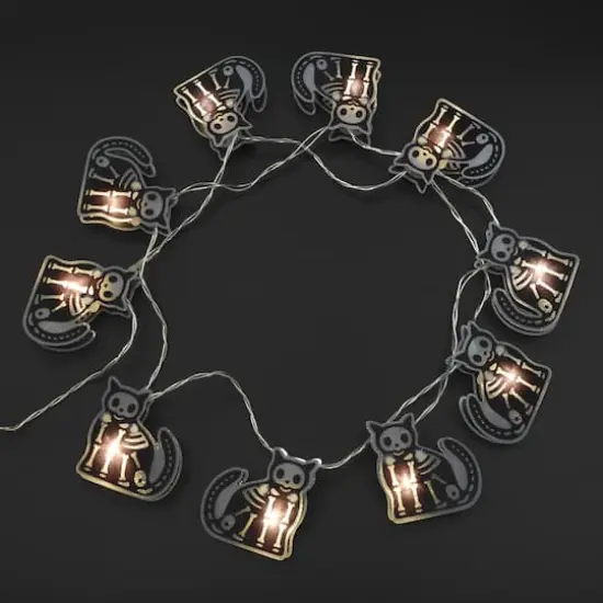 10ct. Warm White LED Skeleton Cat String Lights by Ashland&reg; {3}