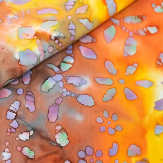 SINGER Batik Red & Orange Flower Cotton Fabric {3}