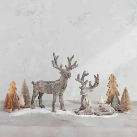 Hello Honey&reg; 9.75" Snow Finish Plastic & Bark Lying Deer {3}