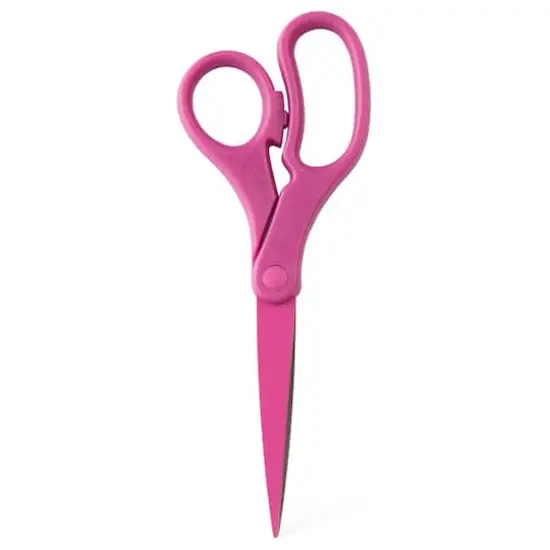 JAM Paper 8" Ergonomic Multi-Purpose Precision Scissors Pink {1}