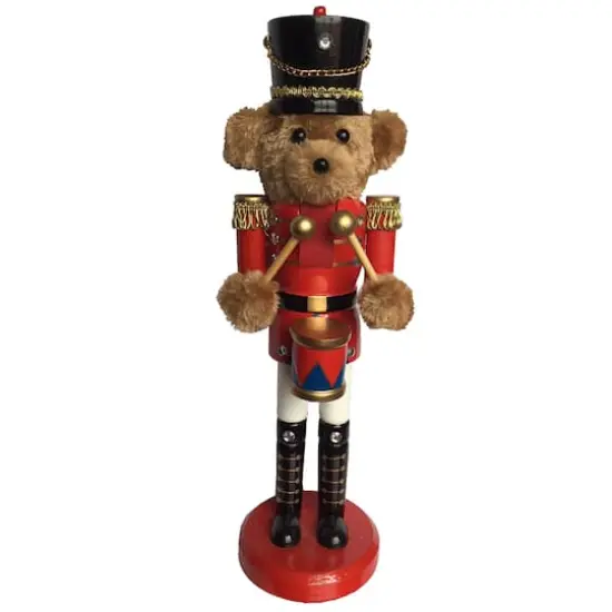 Santa's Workshop 14" Teddy Bear Drummer Nutcracker {1}