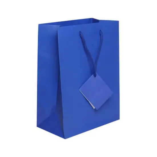 JAM PAPER Gift Bags with Rope Handles, Medium, 8 x 10 x 4, Blue Matte, 3/Pack Assorted {1}