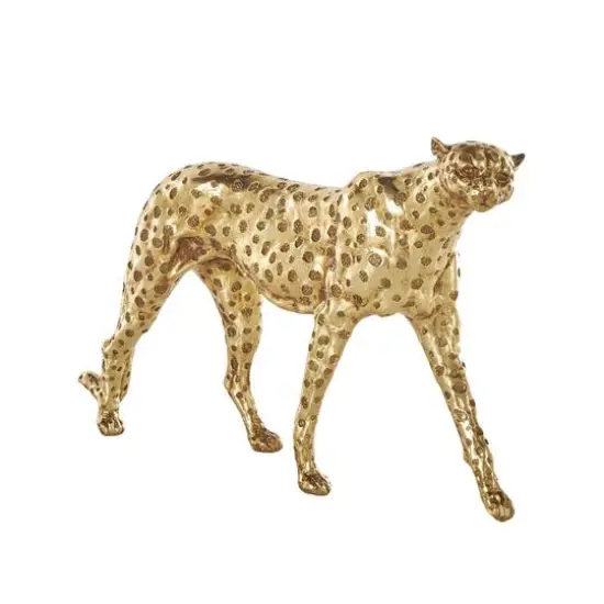 17" Long Gold Walking Cheetah Sculpture  {4}