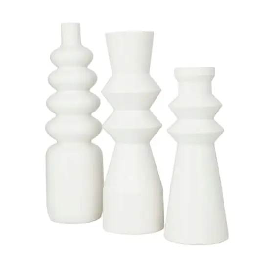 White Stoneware Contemporary Vase, Set of 3" 16",17" {3}