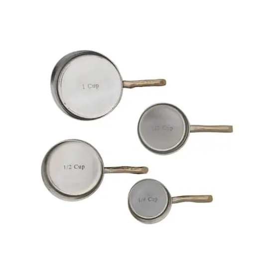 Hello Honey® Brass 4-Piece Stainless Steel Measuring Cup Set with Etched Flowers & Twig Shaped Handles {5}