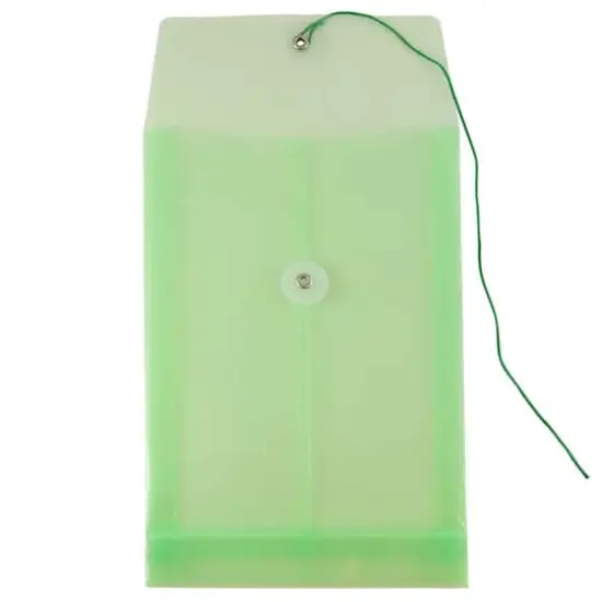 JAM Paper 6.25" x 9.25" Button & String Tie Closure Plastic Envelopes, 12ct. Green {4}
