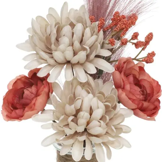 11.5" Pink & Cream Mum & Pampas in Glass Container by Ashland&reg;  {4}