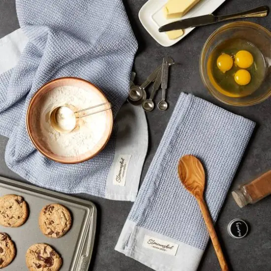 DII&reg; Storm Blue Washed Waffle Woven Dishtowel, 2ct. {5}