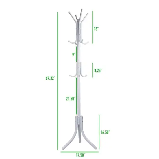 Mind Reader 67" 3-Tier 11-Hook Coat Rack White {5}