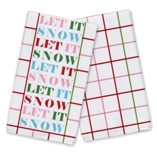 Let It Snow Grid Tea Towels - Set of 2 {1}