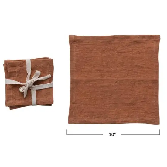 Hello Honey&reg; 10" Square Stonewashed Linen Cocktail Napkins, 4ct. Rust {8}