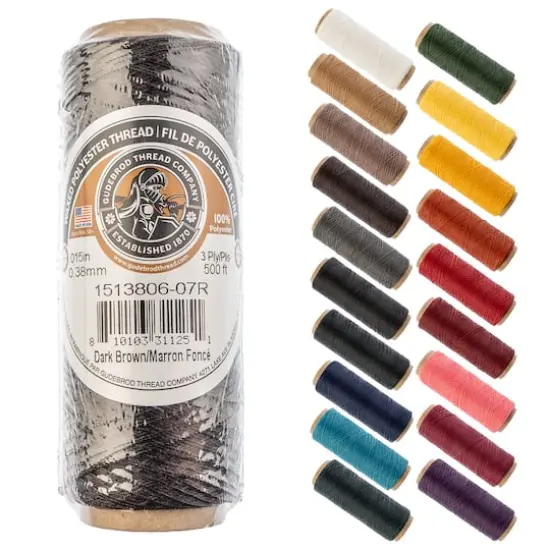 Gudebrod 0.015" 3 Ply Waxed Thread, 500ft. Dark Brown {1}