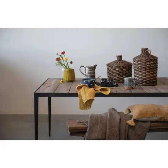 Hello Honey® 5.5" Mustard Hand-Woven Jute & Glass Votive Candle Holder {8}