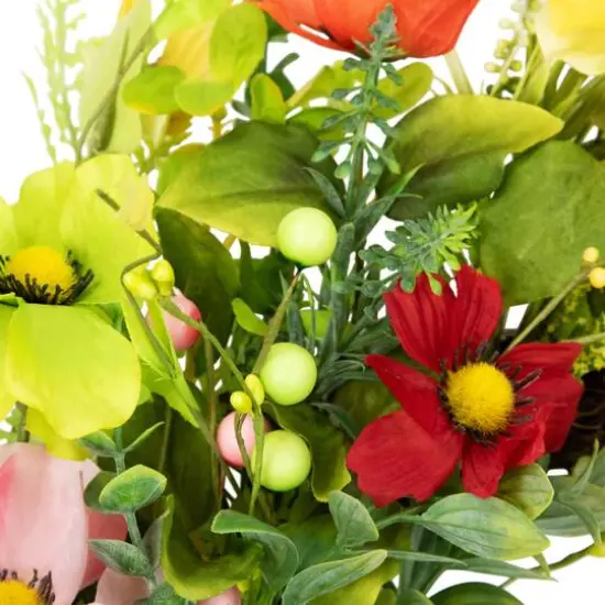 26" Poppy & Eucalyptus Spring Wreath {5}