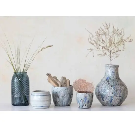 Hello Honey&reg; 5.25" Blue Crackle Glaze Terra Cotta Planter {5}