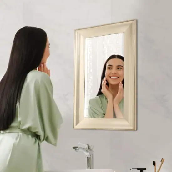 Head West 29.5" Traditional Brushed Nickel Framed Wall Vanity Mirror {3}