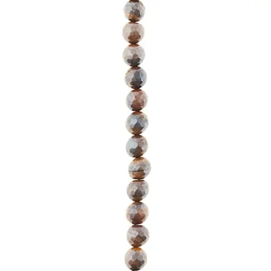 Yellow Silverite Tiger Eye Faceted Round Beads by Bead Landing&trade;, 8mm {1}