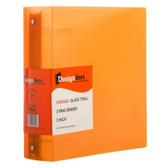 JAM Paper 3" Glass Twill Plastic 3-Ring Binder Orange {1}