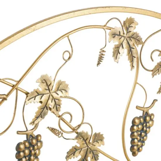 36" Gold Metal Fruit Foldable 3-Panel Fireplace Screen with Leaf Accents {6}