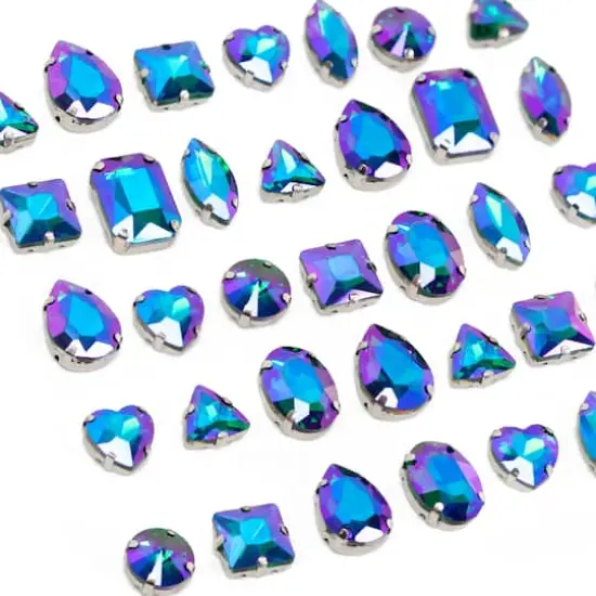 CousinDIY Silver Sapphire AB Glass Sew-On Rhinestones, 38ct. {4}