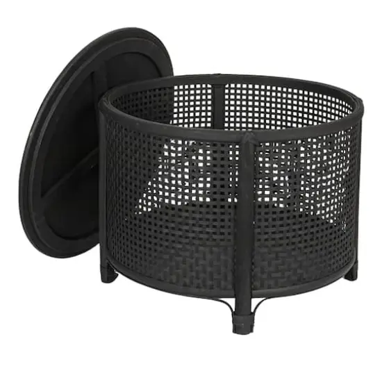 Hello Honey&reg; Round Bamboo & Rattan Accent Table Black {7}