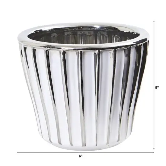 5" White Vase with Silver Trimming {3}